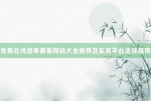 免费在线接单黑客网站大全推荐及实用平台选择指南